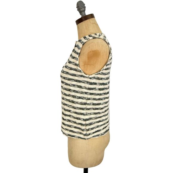 MADEWELL Crewneck Sweater Vest Stripe S Natural Knit Tank Button Up NWT B47 - Picture 5 of 7